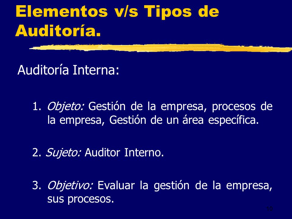 Elementos v/s Tipos de Auditoría.
