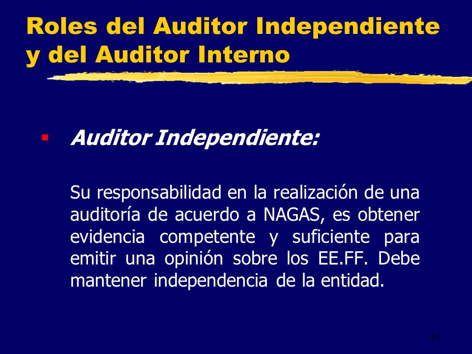 Roles del Auditor Independiente y del Auditor Interno