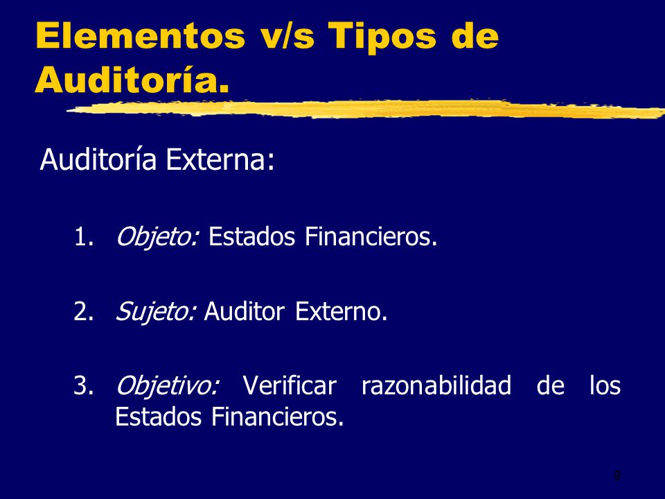 Elementos v/s Tipos de Auditoría.