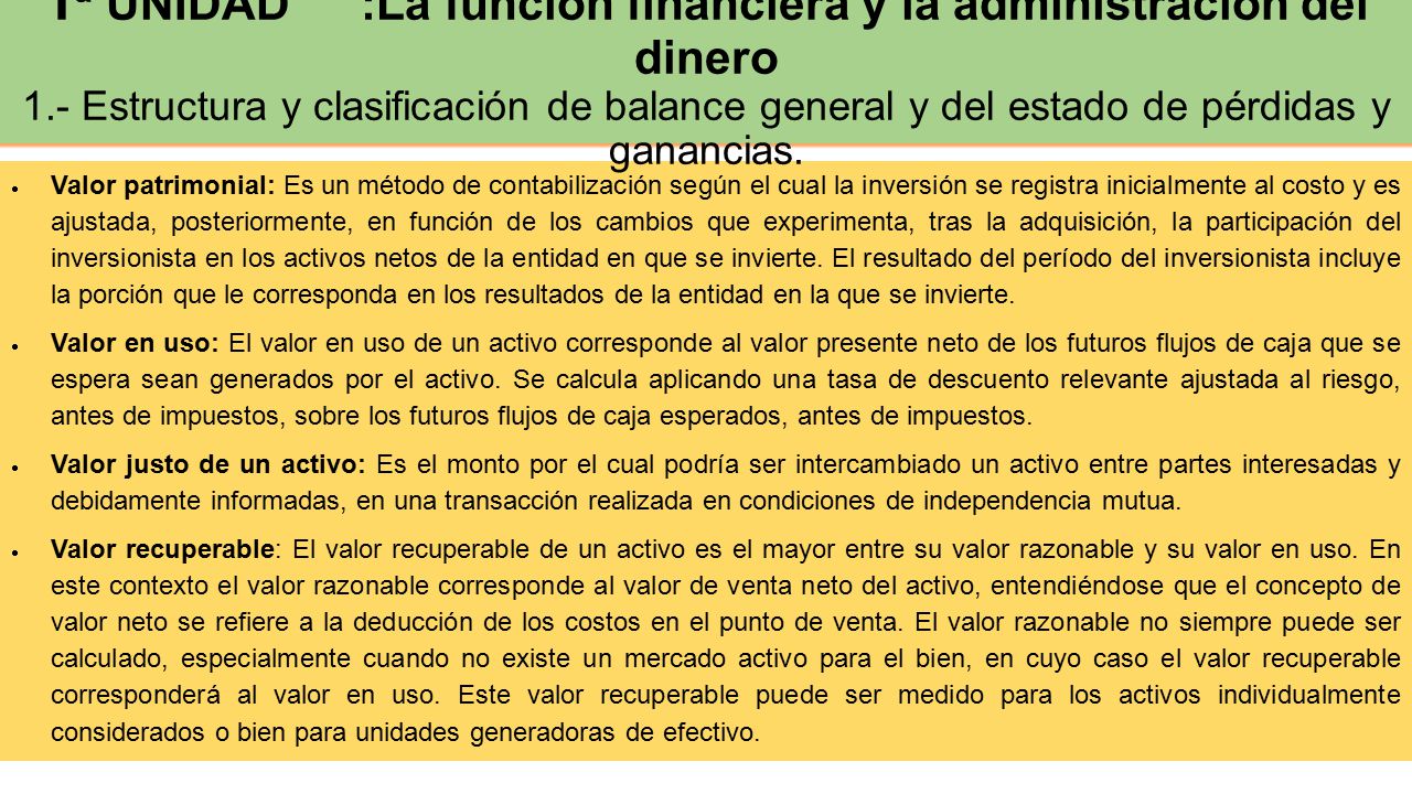 2ª UNIDAD : Definición de Cuentas de activo, pasivos, patrimonio, ingresos y gastos.