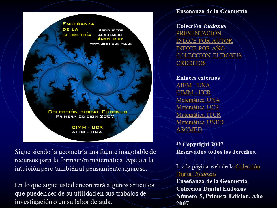 Arriba Enseñanza de la Geometría | 2007.