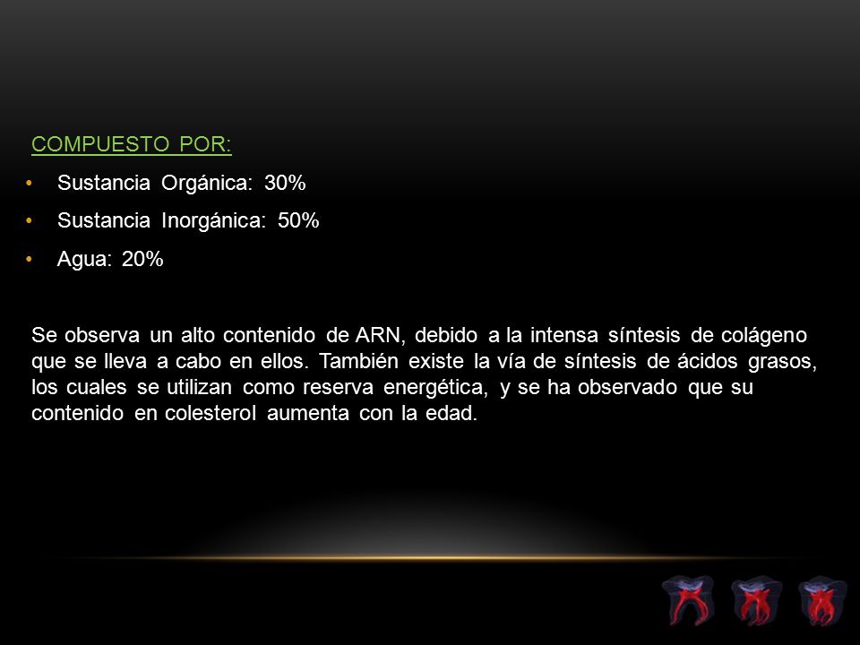 COMPUESTO POR: Sustancia Orgánica: 30% Sustancia Inorgánica: 50% Agua: 20%