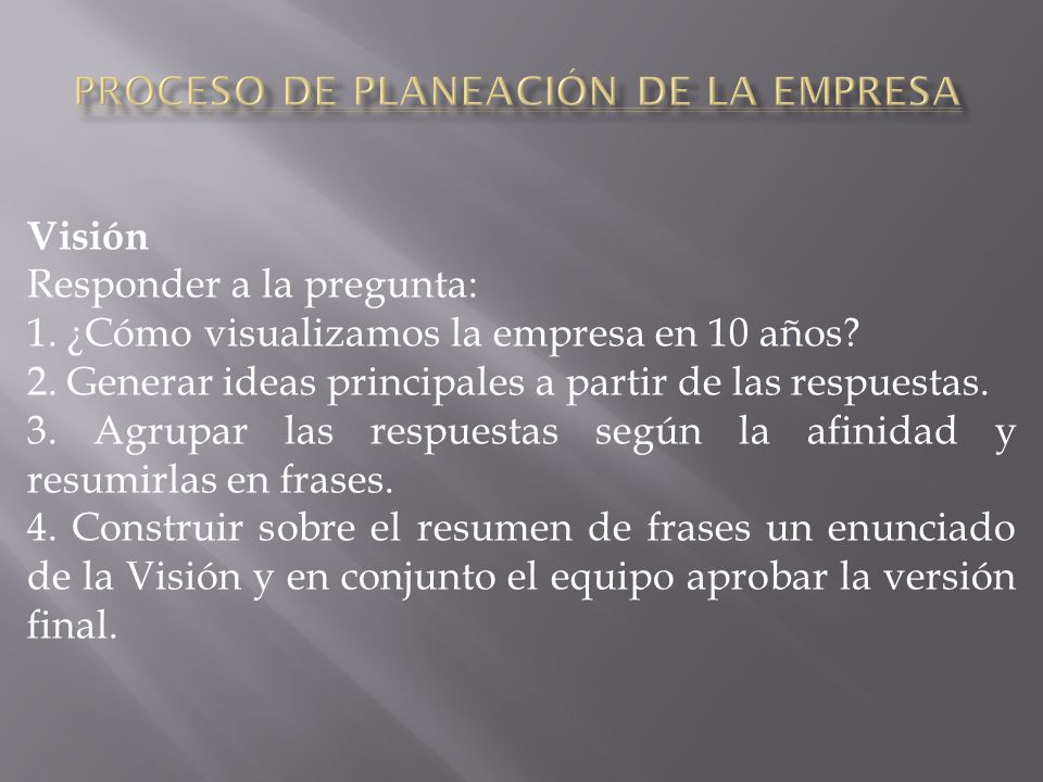 PROCESO DE PLANEACIÓN DE LA EMPRESA