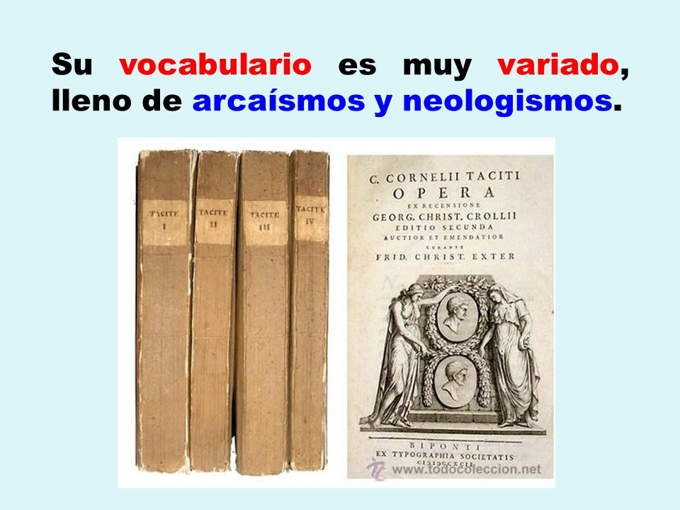 Su vocabulario es muy variado, lleno de arcaísmos y neologismos.
