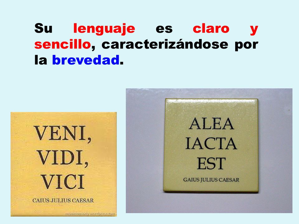 Su lenguaje es claro y sencillo, caracterizándose por la brevedad.