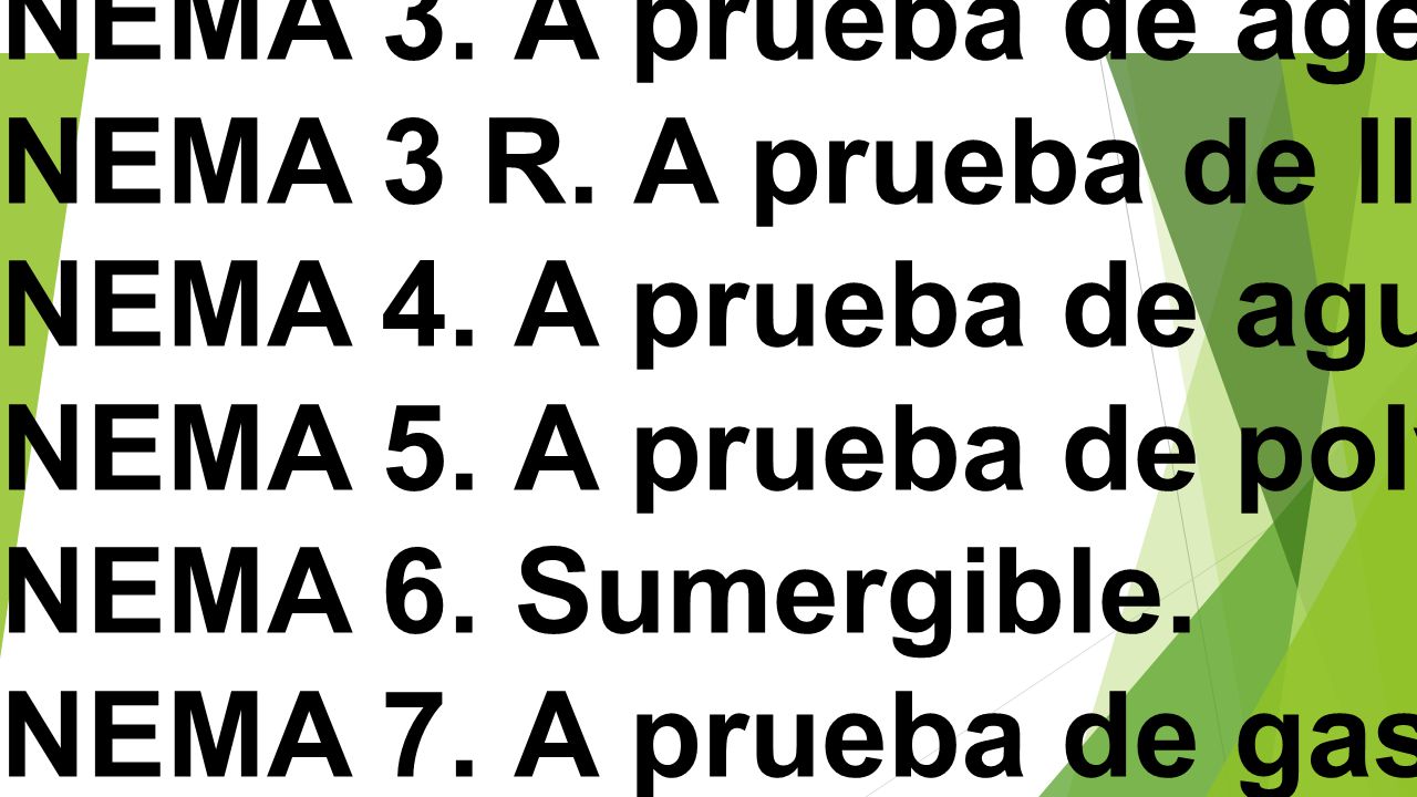 Diferentes tipos de cajas según NEMA. NEMA 1. Para uso general.