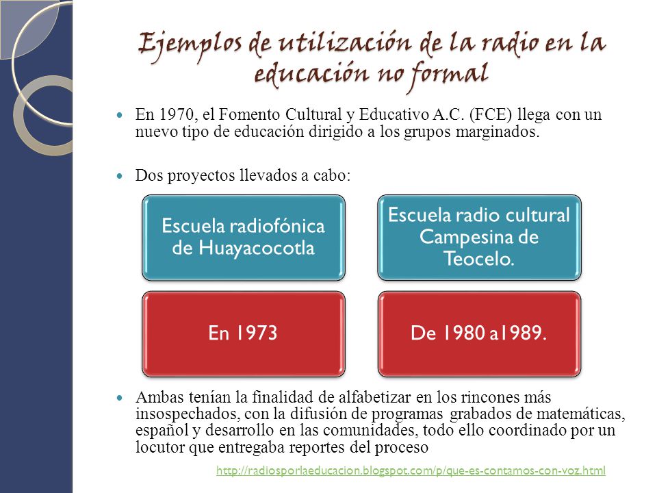 Ejemplos de utilización de la radio en la educación no formal
