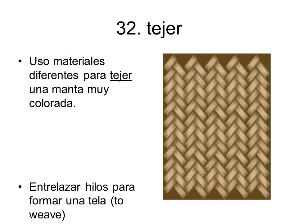 32. tejer Uso materiales diferentes para tejer una manta muy colorada.