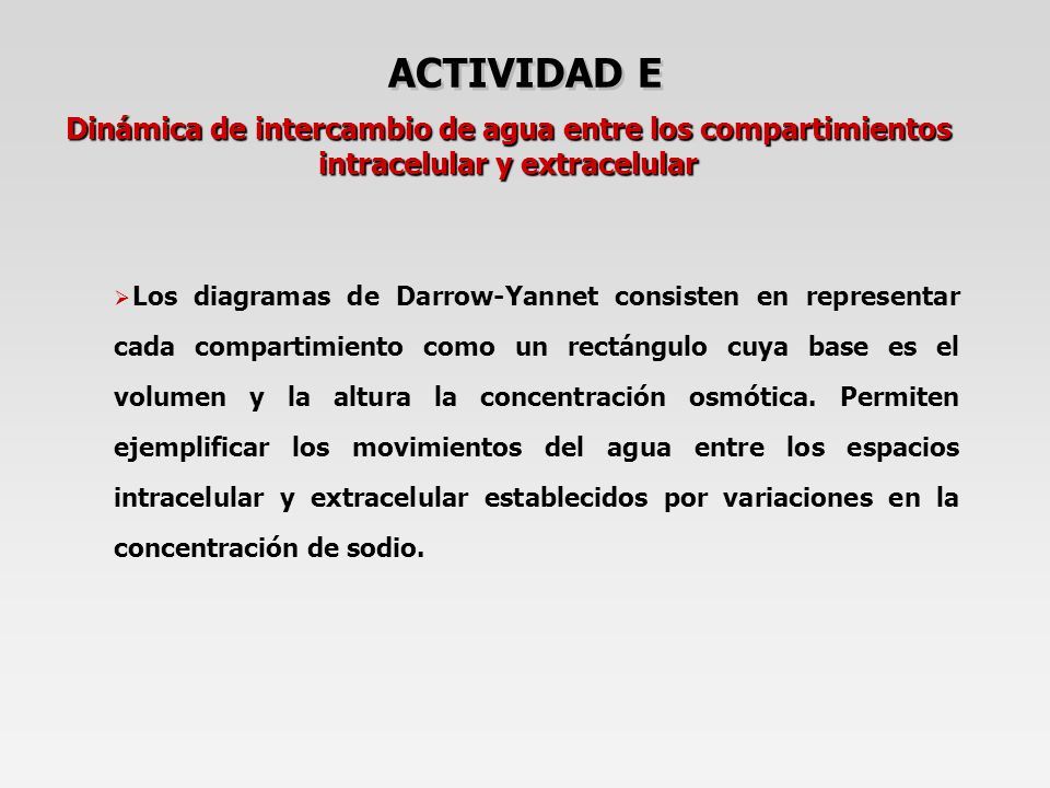 ACTIVIDAD E Dinámica de intercambio de agua entre los compartimientos intracelular y extracelular.