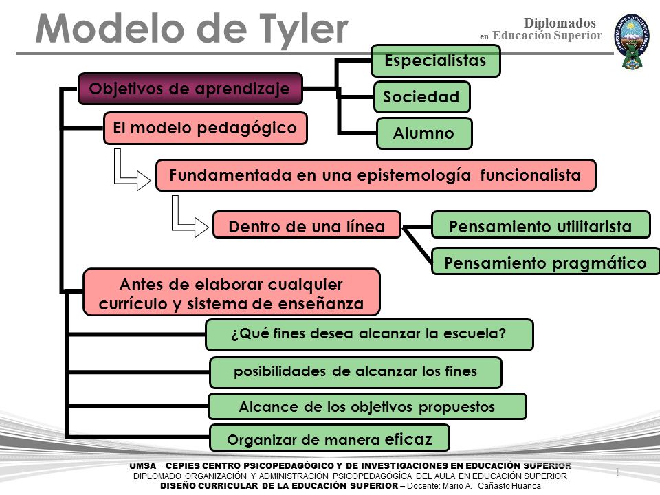 Modelo de Tyler Especialistas Objetivos de aprendizaje Sociedad