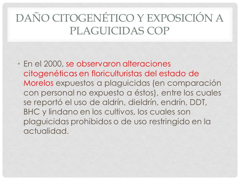 Daño citogenético y exposición a plaguicidas cop