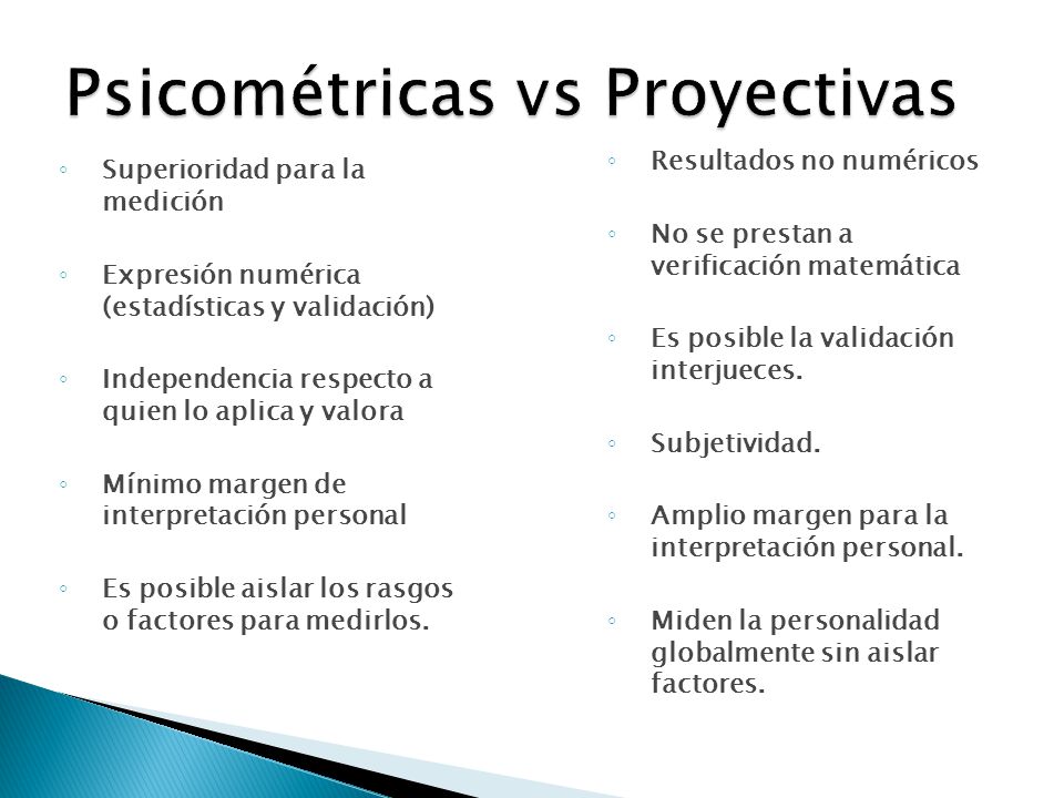 Psicométricas vs Proyectivas