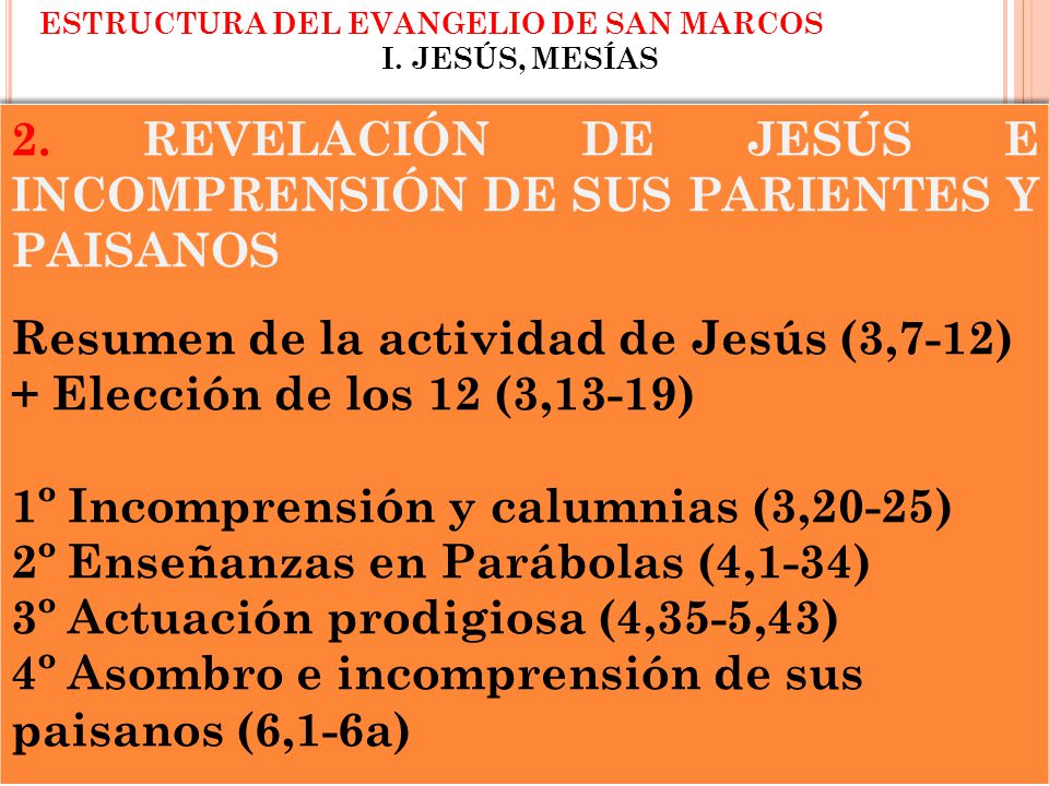 2. REVELACIÓN DE JESÚS E INCOMPRENSIÓN DE SUS PARIENTES Y PAISANOS