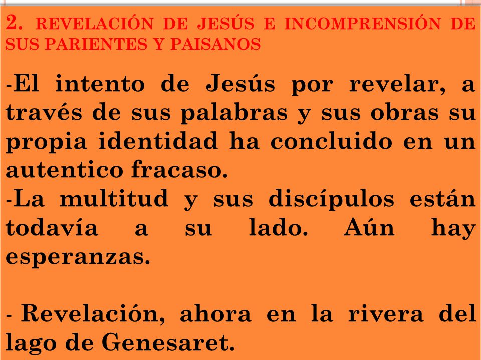 Revelación, ahora en la rivera del lago de Genesaret.