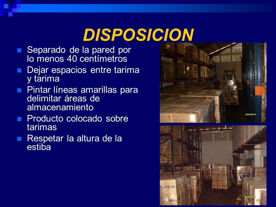DISPOSICION Separado de la pared por lo menos 40 centímetros