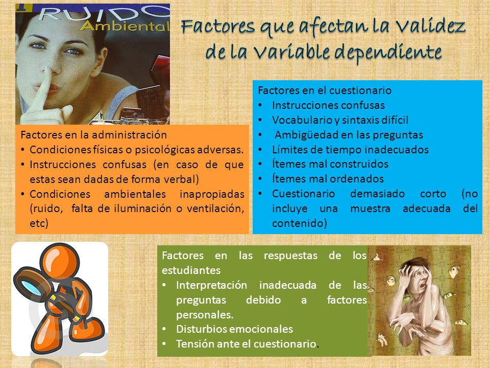 Factores que afectan la Validez de la Variable dependiente