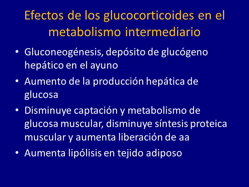 Efectos de los glucocorticoides en el metabolismo intermediario