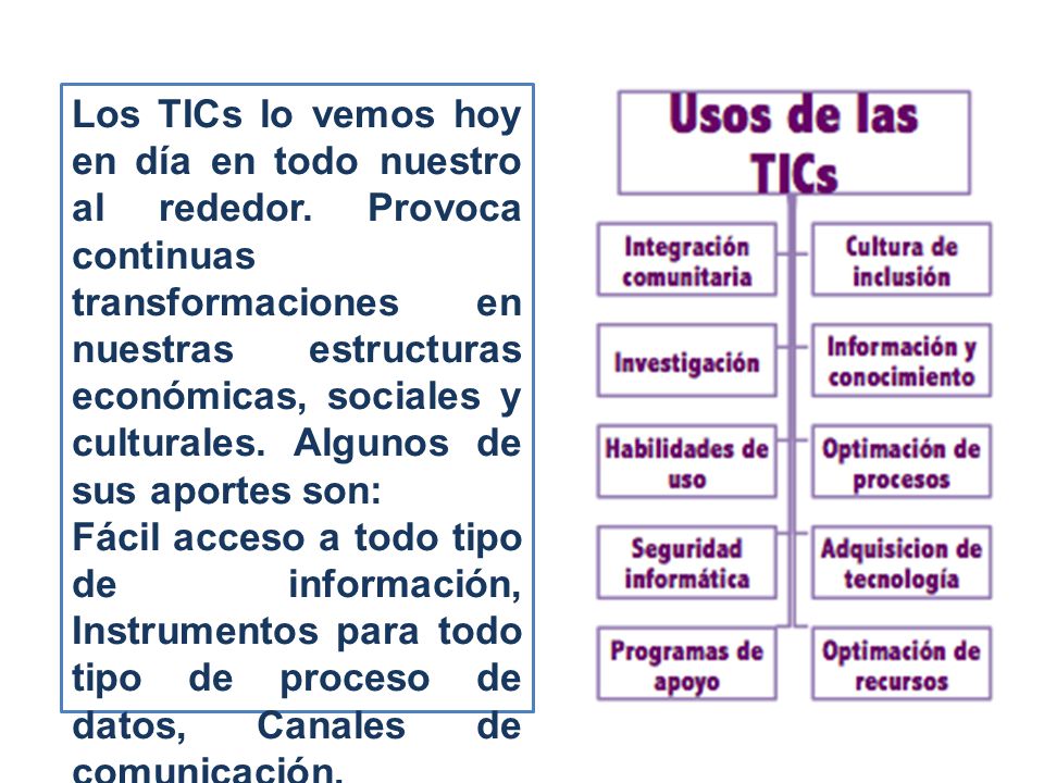 Los TICs lo vemos hoy en día en todo nuestro al rededor