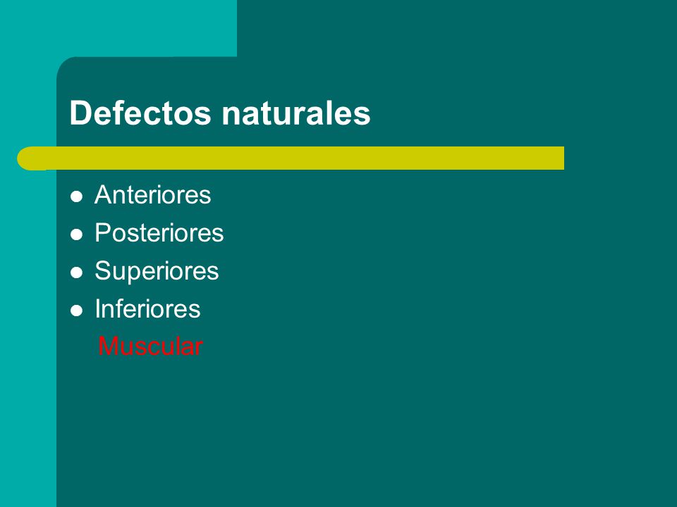 Defectos naturales Anteriores Posteriores Superiores Inferiores