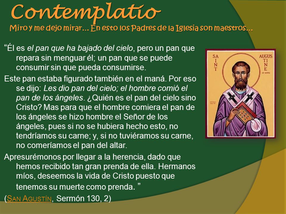 Contemplatio Miro y me dejo mirar… En esto los Padres de la Iglesia son maestros…