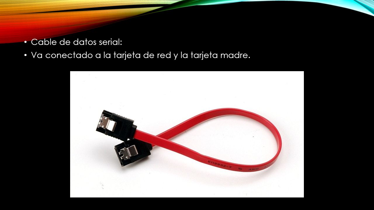 Cable de datos serial: Va conectado a la tarjeta de red y la tarjeta madre.