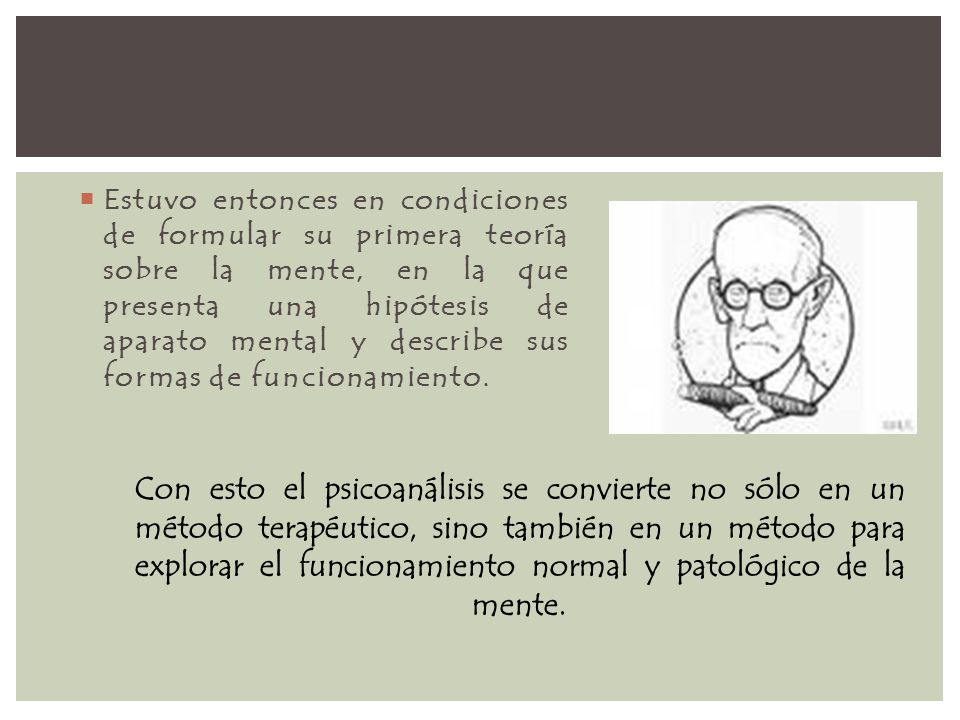 Estuvo entonces en condiciones de formular su primera teoría sobre la mente, en la que presenta una hipótesis de aparato mental y describe sus formas de funcionamiento.