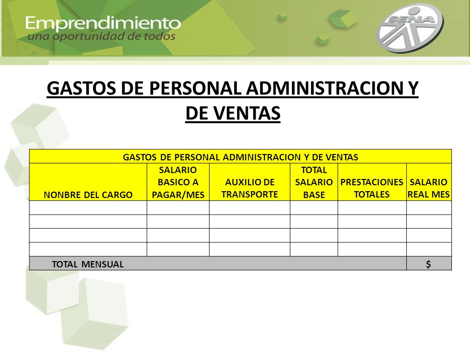 GASTOS DE PERSONAL ADMINISTRACION Y DE VENTAS