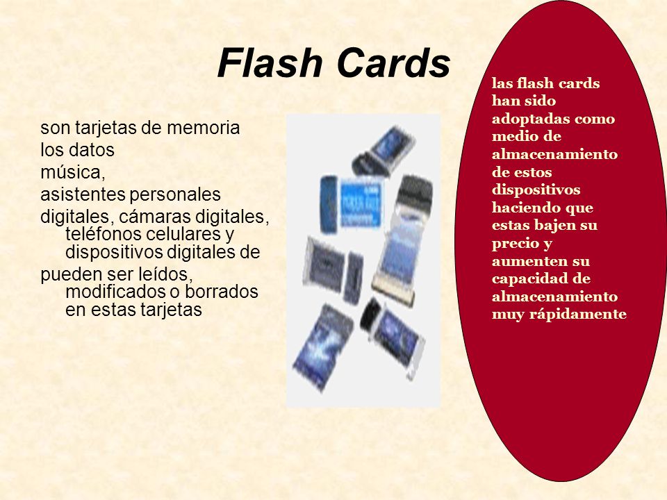 Flash Cards son tarjetas de memoria los datos música,
