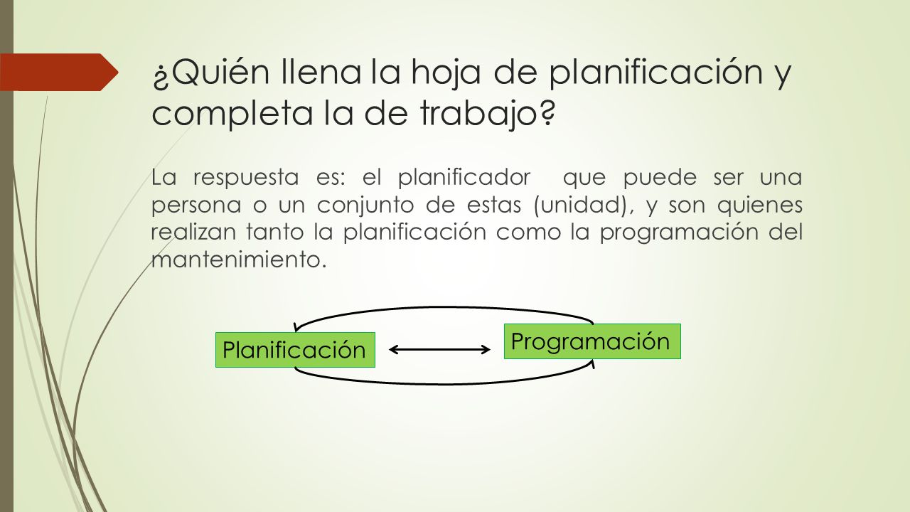 ¿Quién llena la hoja de planificación y completa la de trabajo