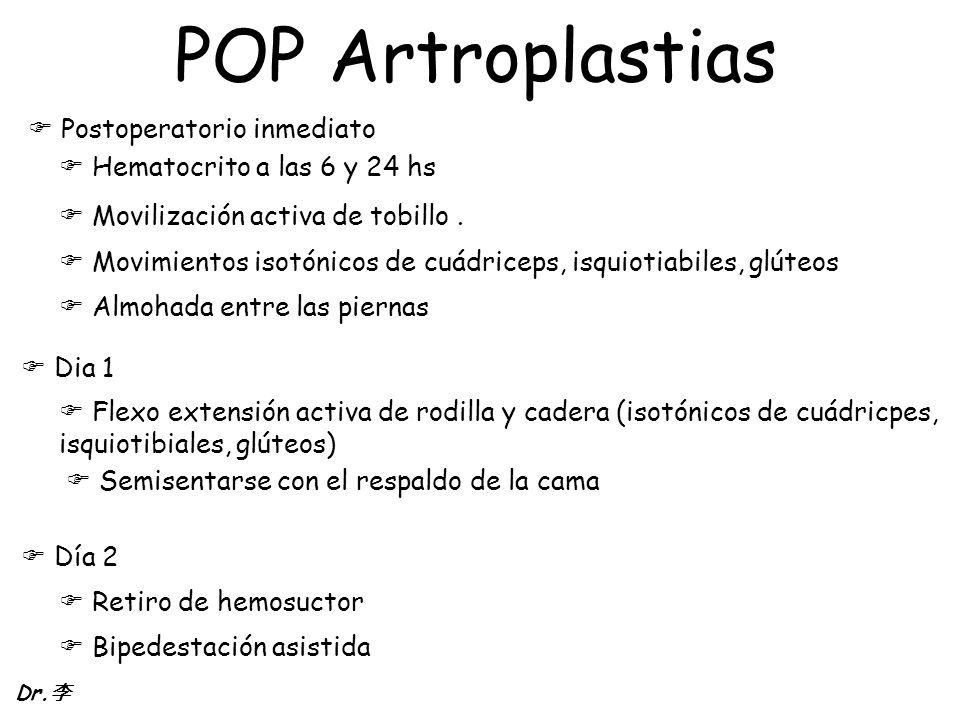 POP Artroplastias Postoperatorio inmediato Hematocrito a las 6 y 24 hs