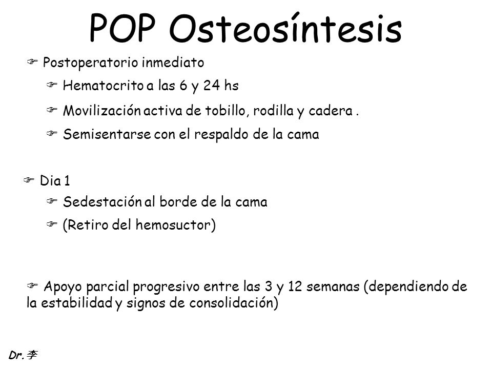 POP Osteosíntesis Postoperatorio inmediato Hematocrito a las 6 y 24 hs