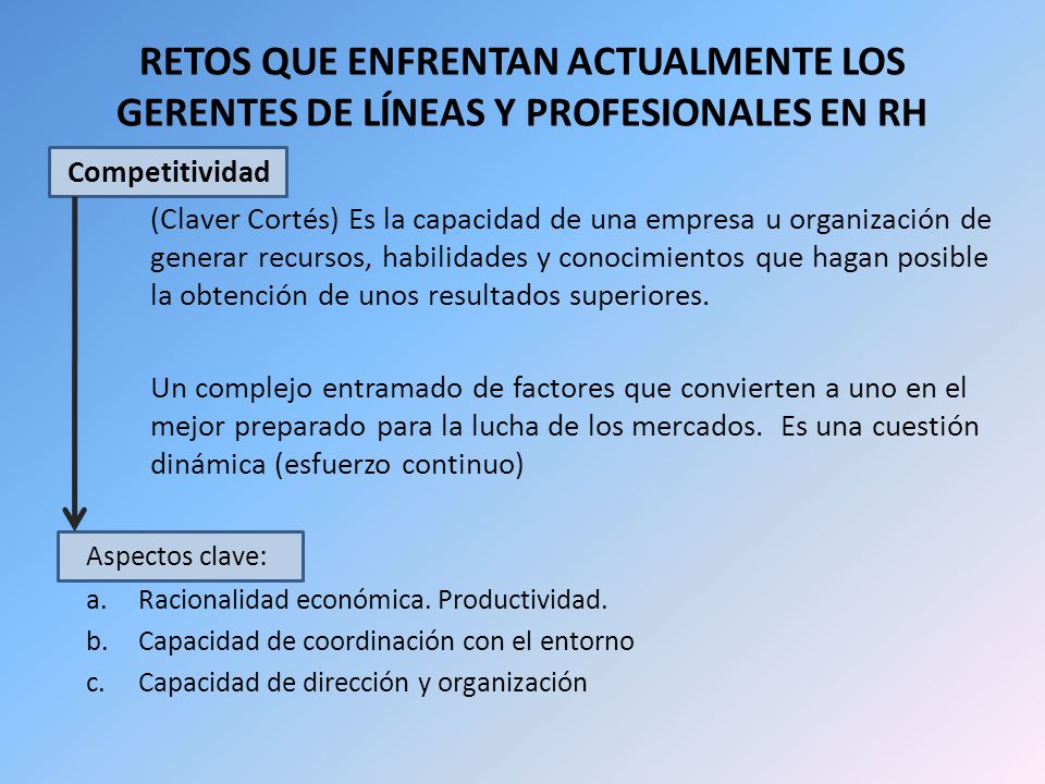 RETOS QUE ENFRENTAN ACTUALMENTE LOS GERENTES DE LÍNEAS Y PROFESIONALES EN RH