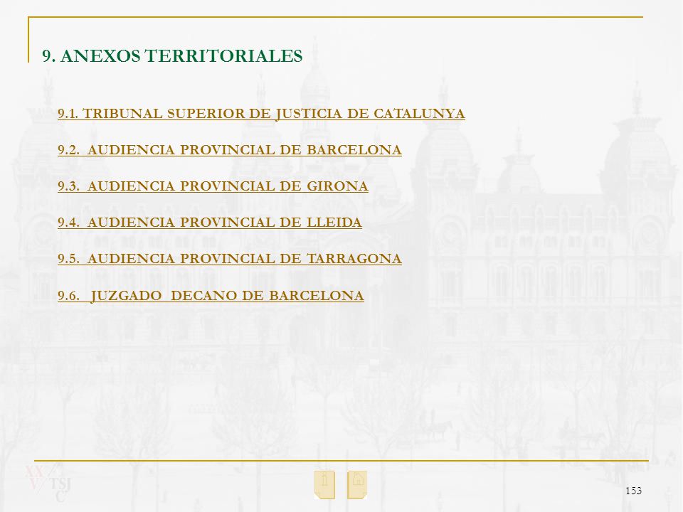9. ANEXOS TERRITORIALES 9.1. TRIBUNAL SUPERIOR DE JUSTICIA DE CATALUNYA AUDIENCIA PROVINCIAL DE BARCELONA.