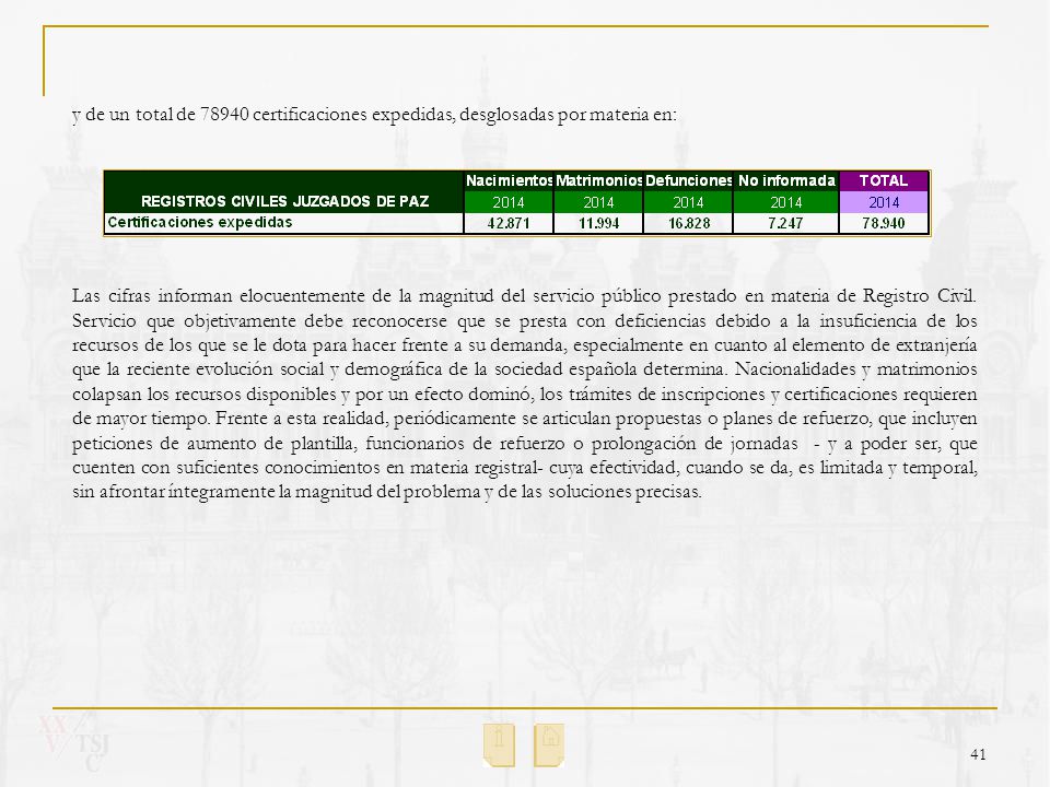 y de un total de certificaciones expedidas, desglosadas por materia en: