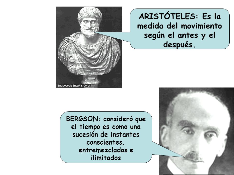 ARISTÓTELES: Es la medida del movimiento según el antes y el después.