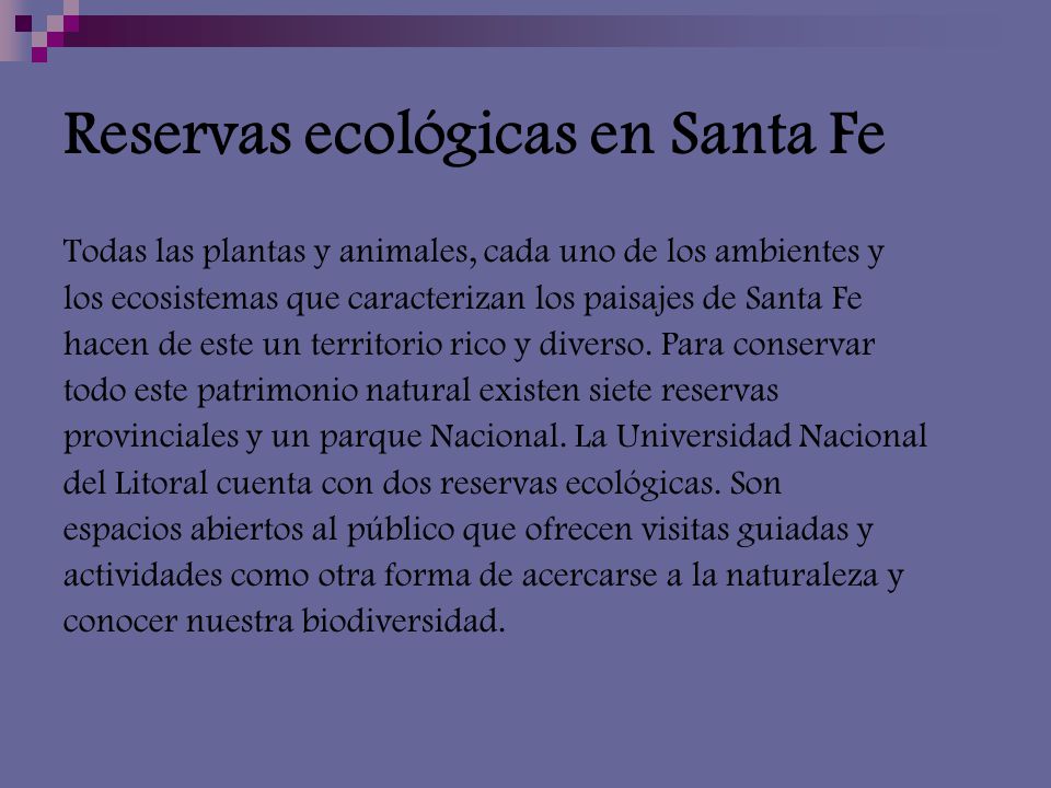 Reservas ecológicas en Santa Fe