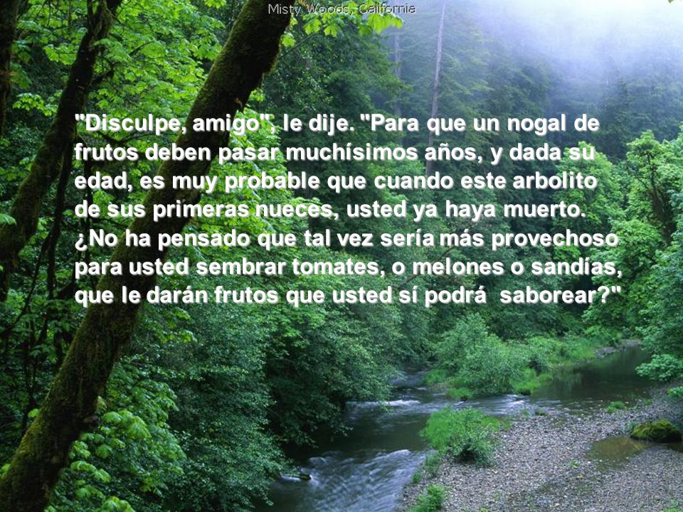 Disculpe, amigo , le dije. Para que un nogal de