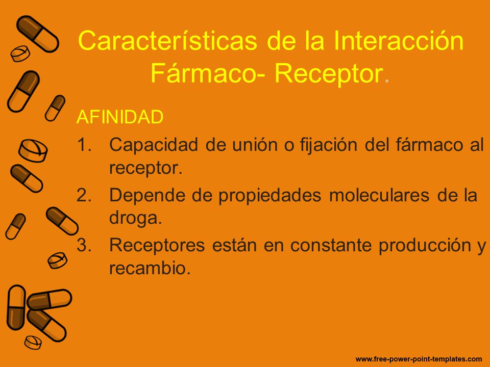 Características de la Interacción Fármaco- Receptor.
