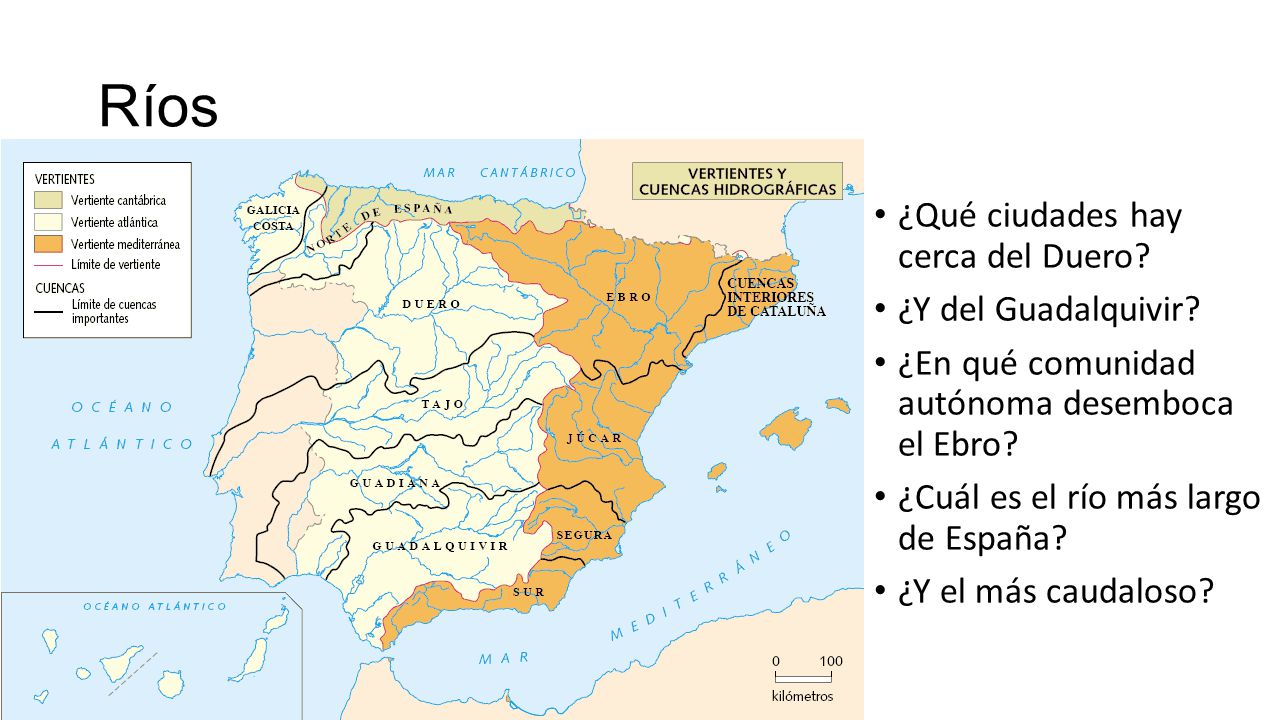 Ríos ¿Qué ciudades hay cerca del Duero ¿Y del Guadalquivir