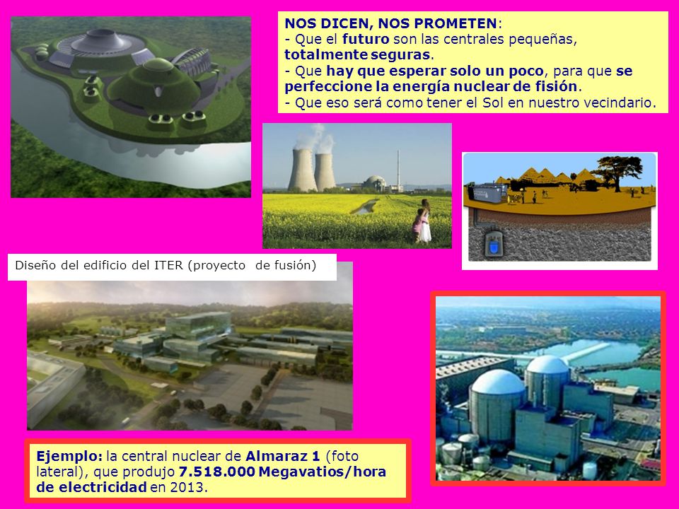 NOS DICEN, NOS PROMETEN: - Que el futuro son las centrales pequeñas, totalmente seguras. - Que hay que esperar solo un poco, para que se perfeccione la energía nuclear de fisión. - Que eso será como tener el Sol en nuestro vecindario.