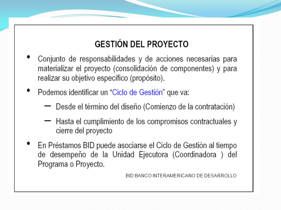 BID:BANCO INTERAMERICANO DE DESARROLLO