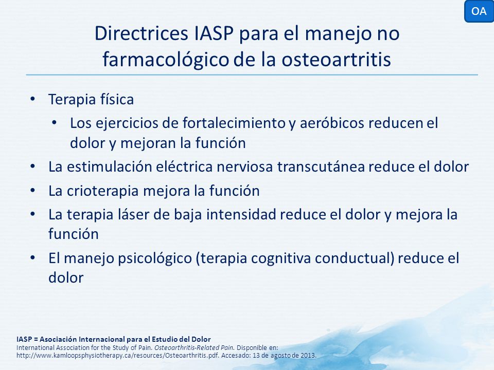 Directrices IASP para el manejo no farmacológico de la osteoartritis
