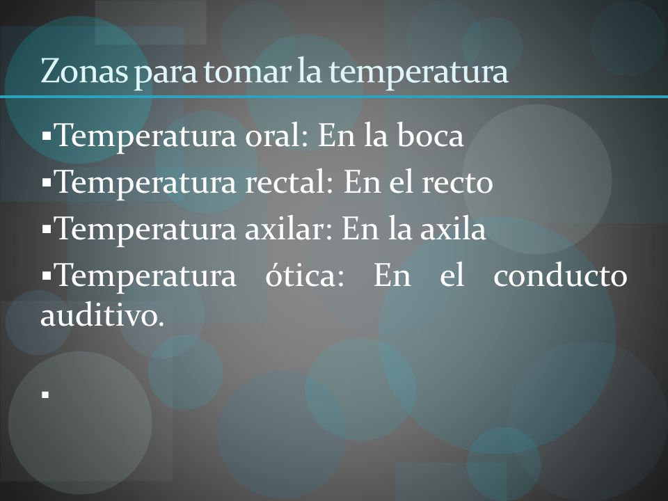 Zonas para tomar la temperatura
