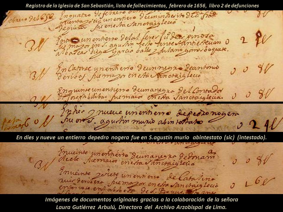 Registro de la Iglesia de San Sebastián, lista de fallecimientos, febrero de 1656, libro 2 de defunciones