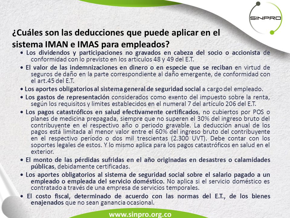 ¿Cuáles son las deducciones que puede aplicar en el sistema IMAN e IMAS para empleados
