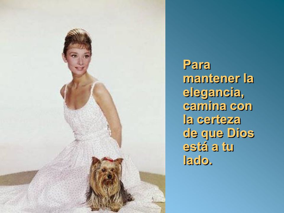 Para mantener la elegancia, camina con la certeza de que Dios está a tu lado.
