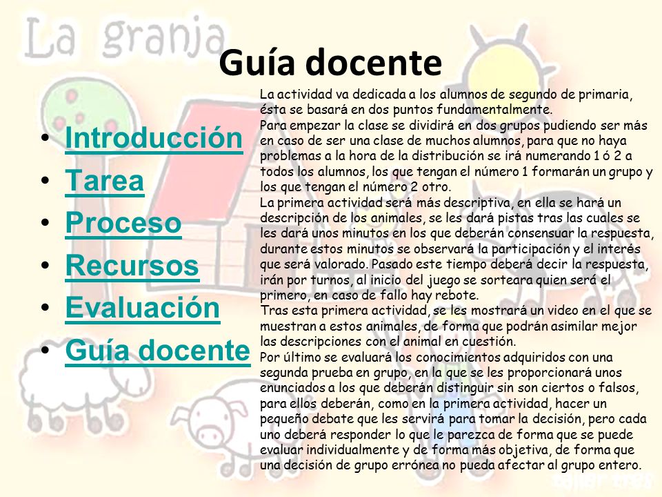 Guía docente Introducción Tarea Proceso Recursos Evaluación