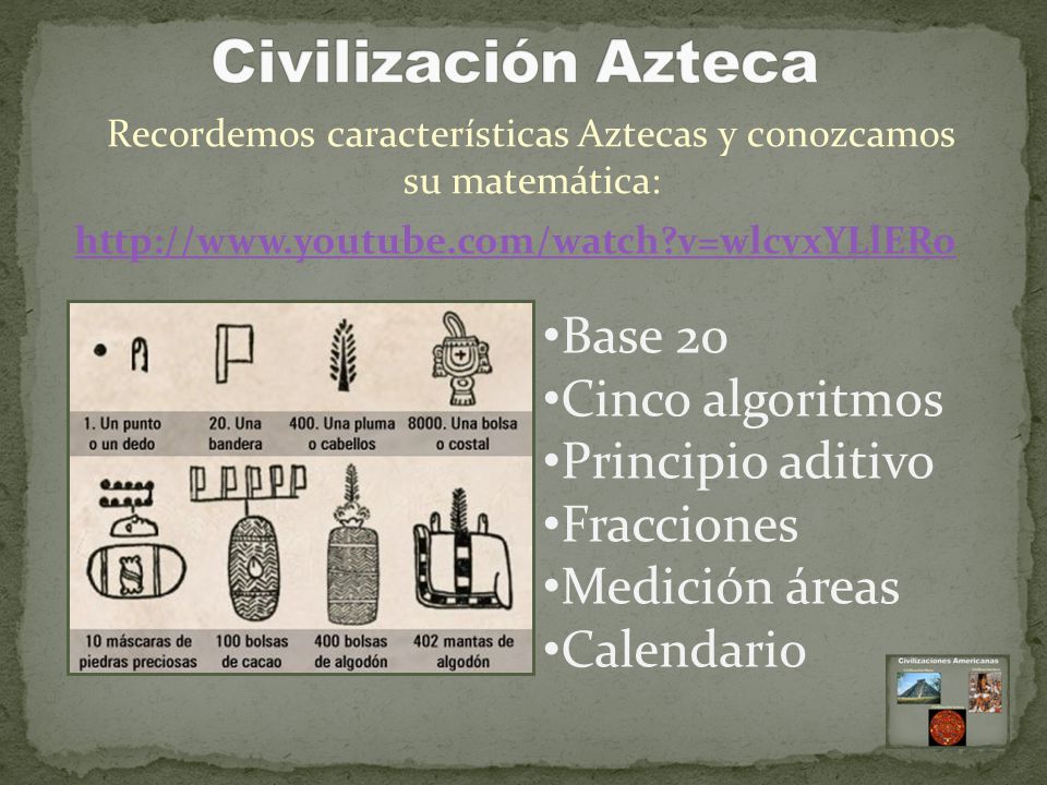 Recordemos características Aztecas y conozcamos su matemática: