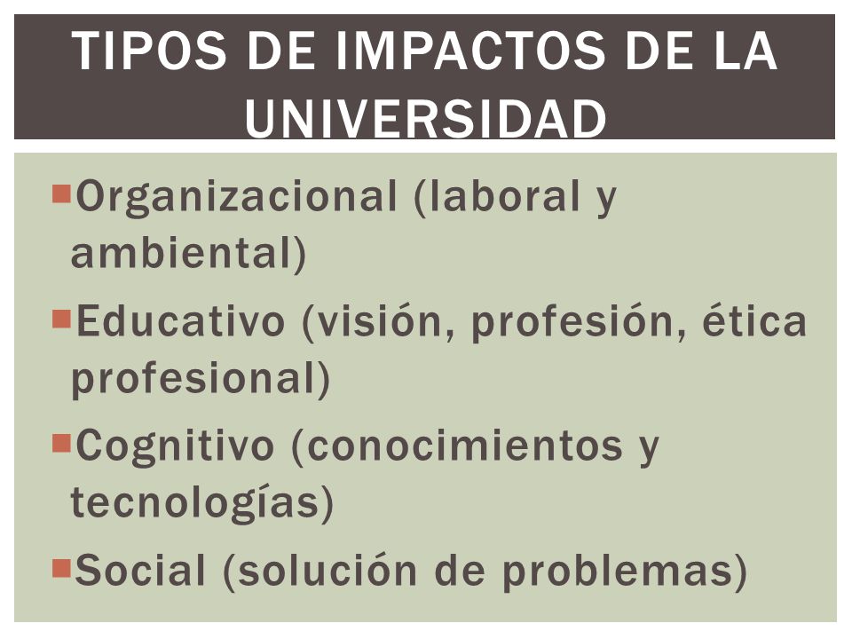 Tipos de impactos de la universidad