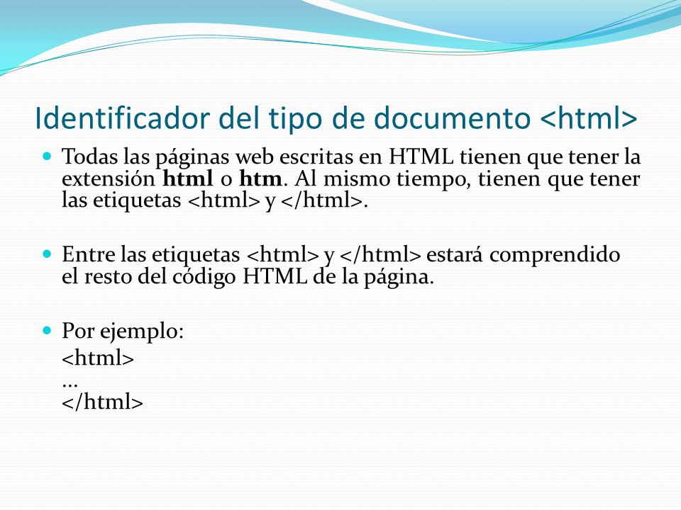 Identificador del tipo de documento <html>